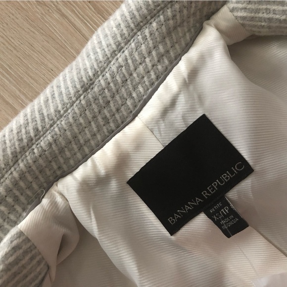 Banana Republic Double Breasted Wool Pea Coat in Light Gray & White Size XS - Picture 11 of 13